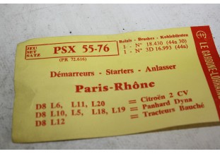 CHARBONS PSX 55-76 POUR DEMARREUR PARIS RHONE...2CV AMI6 DYANE R4 D...