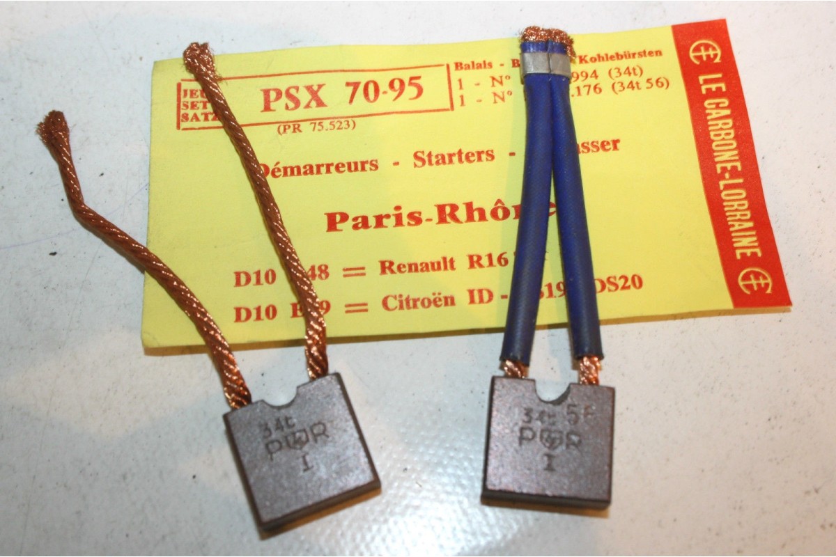 CHARBONS PSX 70-95 POUR DEMARREUR PARIS RHONE...ID DS 403 404 504 R...