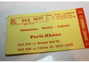 CHARBONS PSX 70-95 POUR DEMARREUR PARIS RHONE...ID DS 403 404 504 R...
