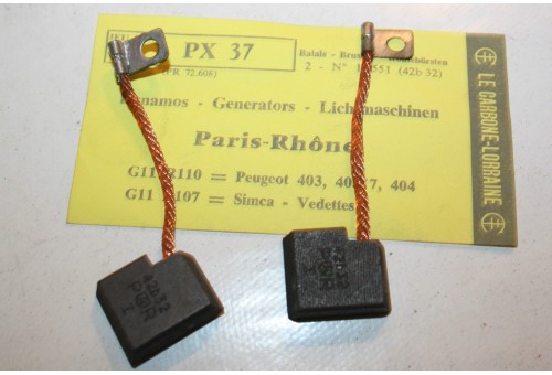 CHARBONS PX 37 POUR DYNAMO 12V PARIS RHONE...PEUGEOT 403 403/7 404 ...