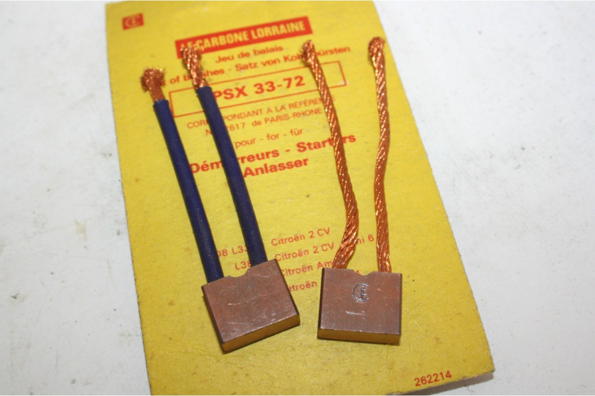 CHARBONS PSX 33-72 POUR DEMARREUR PARIS RHONE..CITROEN 2CV 3CV DS 19 ID 19