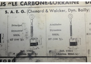 CHARBONS 17603/17611 POUR DYNAMOS DYNE-BAILLY...POUR TALBOT DELAHAY...