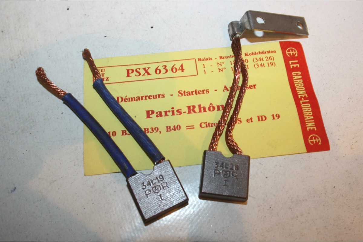 CHARBONS PSX 63-64 POUR DEMARREURS 12V PARIS RHONE...CITROEN DS19 I...