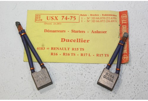 CHARBONS USX 74-75 POUR DEMARREUR 12V DUCELLIER...POUR R15TS R16TS ...