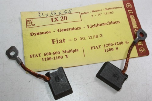 CHARBONS IX 20 POUR DYNAMO FIAT...POUR FIAT 600 MULTIPLA 1100 1100T...